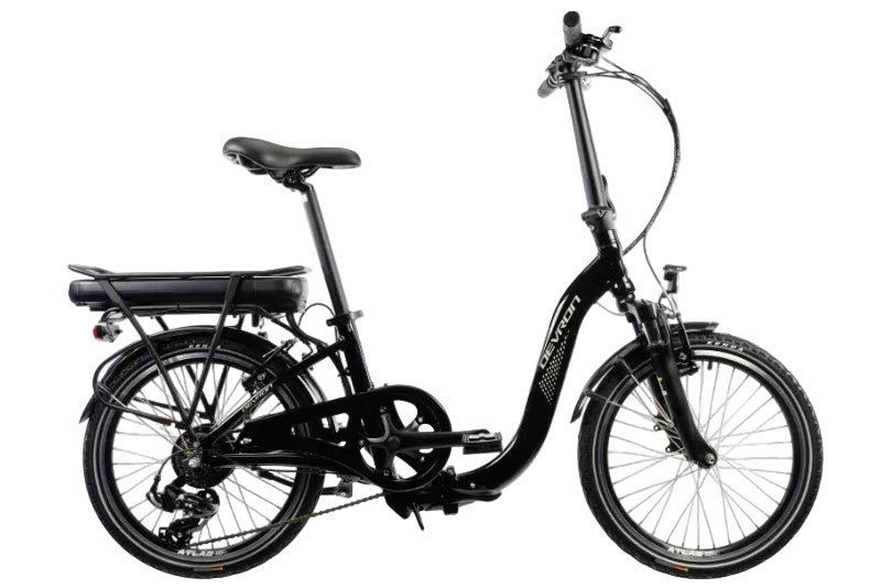 Devron E-Folding Achterwielmotor Vouwfiets Lage instap Zwart – Fietsgigant