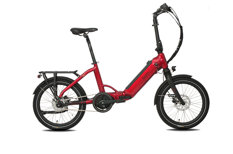 Bizobike Shelby Intube Bafang M200 Middenmotor Vouwfiets Lage instap Rood